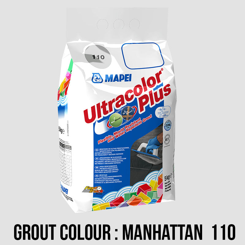 Photograph of Manhattan Grey Grout Mapei Ultracolour Plus 110