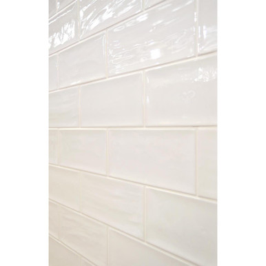 Further photograph of 10x20cm Artisan White Brick gloss tile
