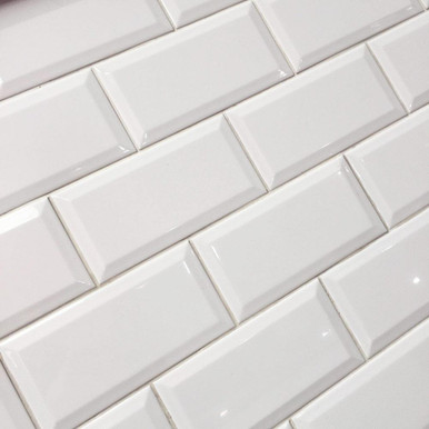 10x20cm Metro White Gloss Bevelled Brick tile product image