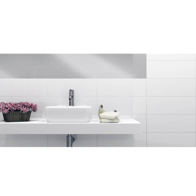 Further photograph of 20x50cm Winter White gloss wall tile