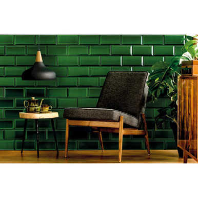 Further photograph of 10x20cm Metro Victorian Green Bevelled Brick tile