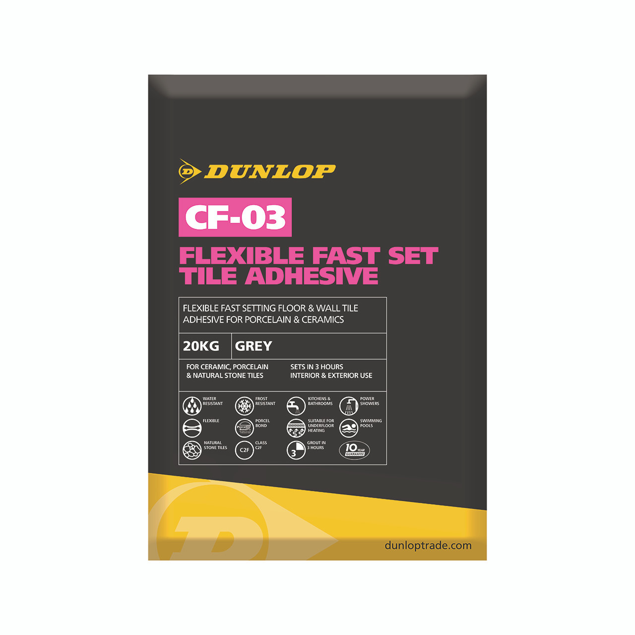 Photograph of Dunlop CF-03 Flexible Fast Set Adhesive Grey 20kg