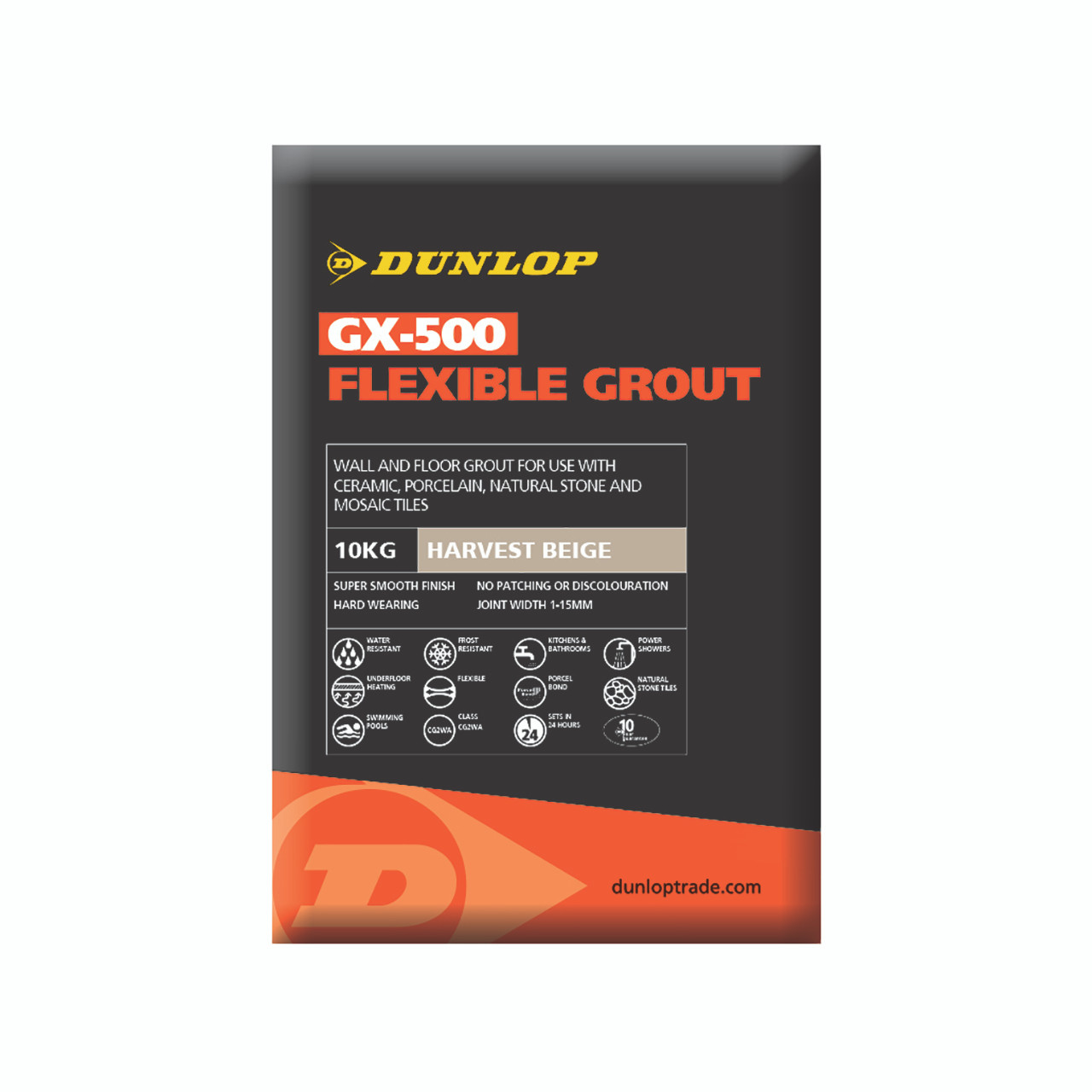 Photograph of Dunlop GX-500 Flexible Grout Harvest Beige 10kg