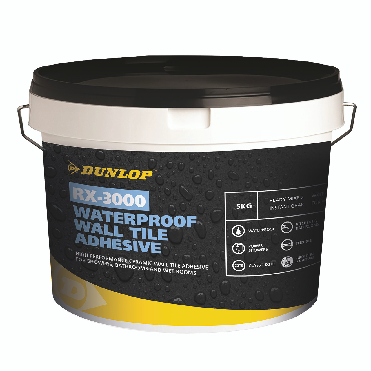 Photograph of Dunlop RX-3000 Waterproof Wall Tile Adhesive 5kg
