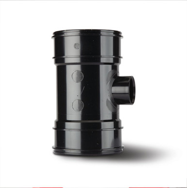 Polypipe Soil & Vent 110mm Black D/Socket Single Boss Pipe 40mm product image