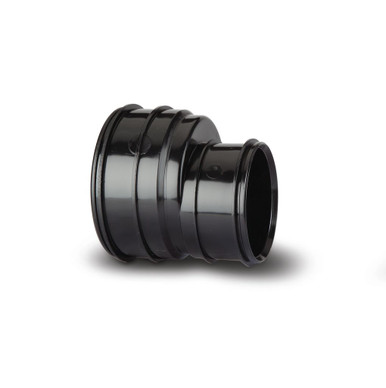 Polypipe Soil & Vent 110mm Black Double Socket Reducer To 82mm product image