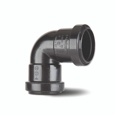 Polypipe Push Fit Waste 50mm Black Knuckle Elbow 90Deg product image