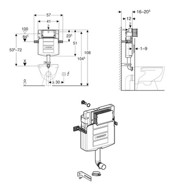 Further photograph of Geberit Sigma 120mm UP320 Concealed Cistern