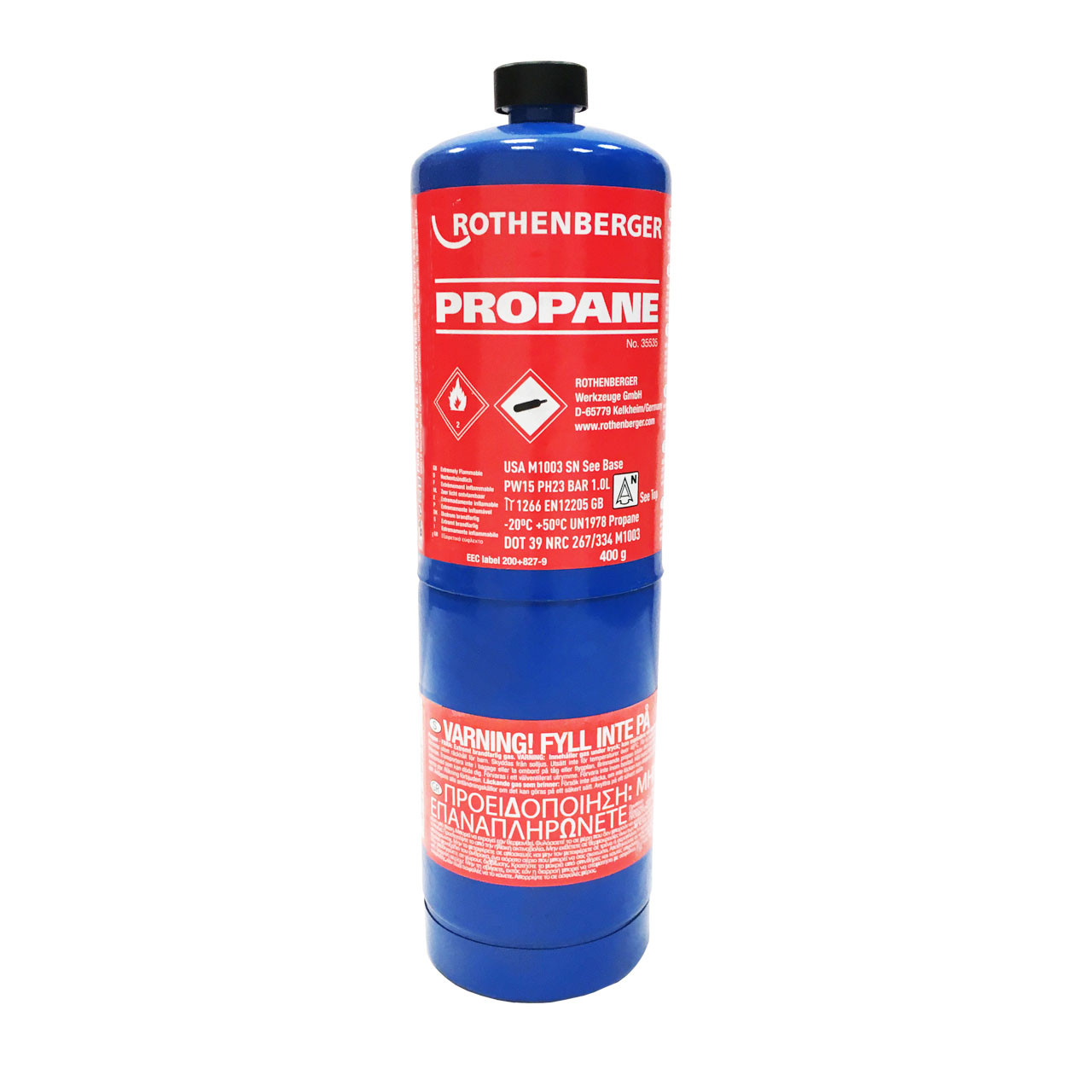 Photograph of Rothenberger Propane Gas Cylinder 14oz  (EU Compliant)