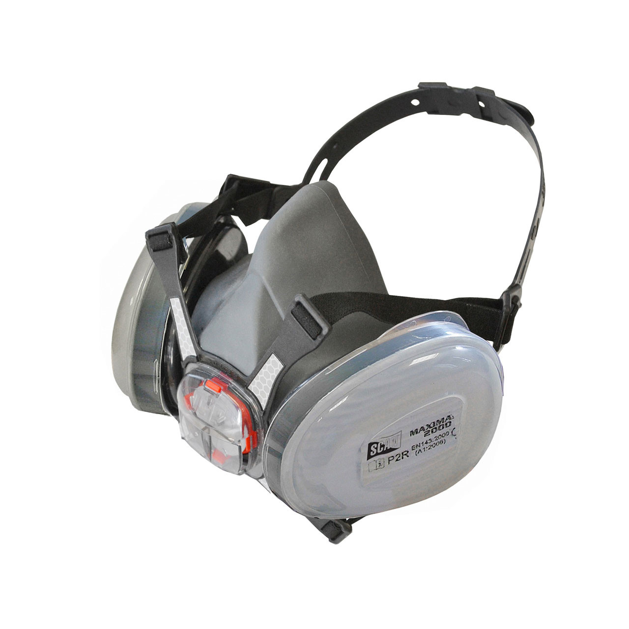 Photograph of Twin Half Mask Respirator + P2 Dust Filter Cartridges