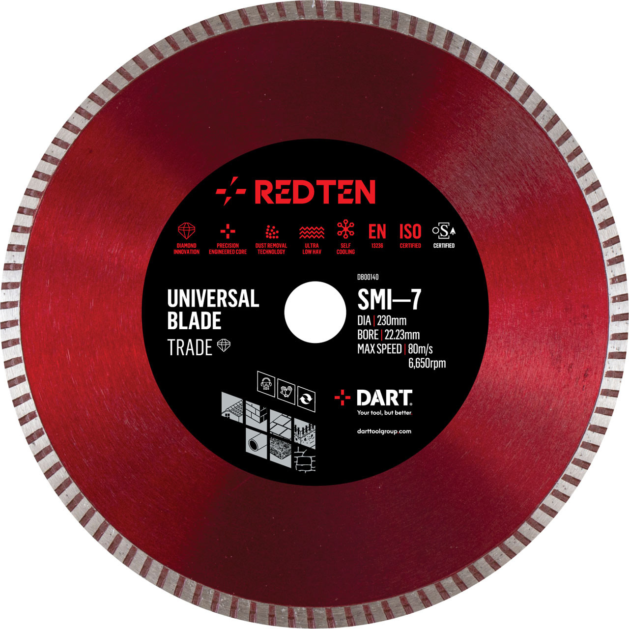 Photograph of Red Ten Smi-7 High Performance Diamond Blade 230mm X 22mm