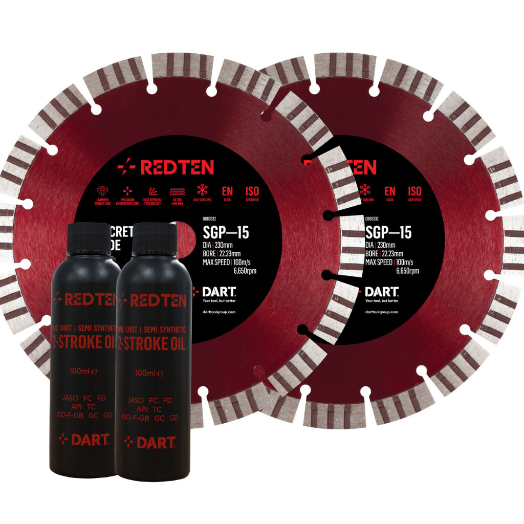 Photograph of Red Ten SGP-15 High Performance Diamond Blade Twin Pack 300mm X 20mm C/W Oil