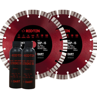 Red Ten SGP-15 High Performance Diamond Blade Twin Pack 300mm X 20mm C/W Oil