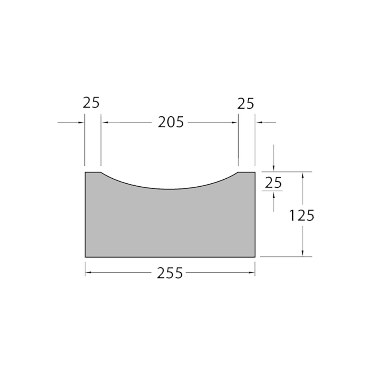 Photograph of Concrete Kerb Dished Channel 255mm x 125mm x 915mm