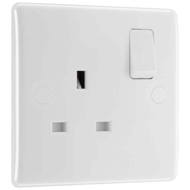 BG Electrical Nexus 800 1 Gang Switched Socket, 13A, 30 Year Warranty, White, 86x86mm product image
