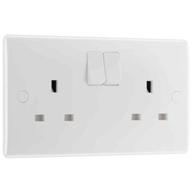 BG Electrical Nexus 800 13A 2 Gang Switched Socket, White, 146 x 86 x 29.5mm