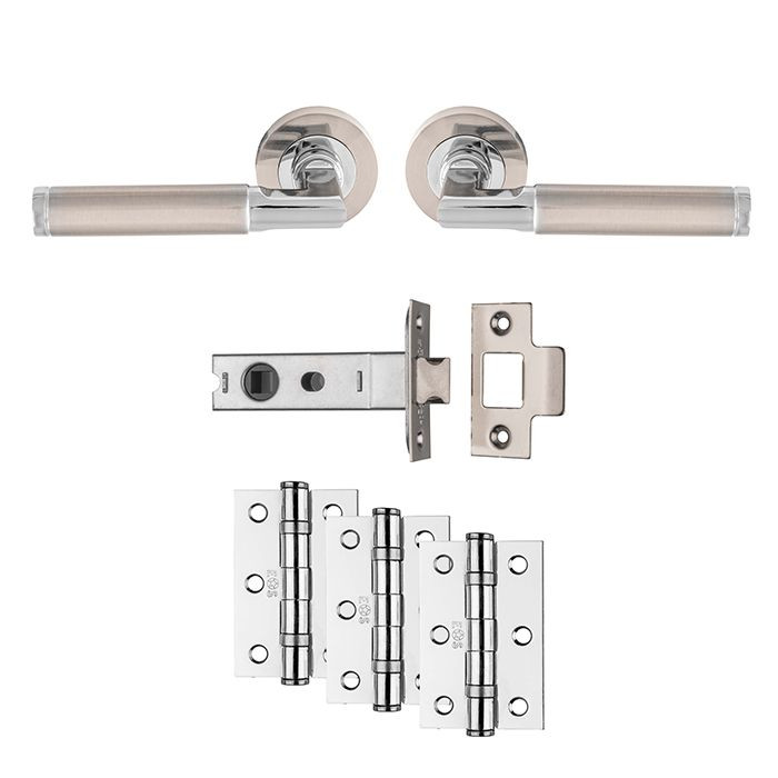 Photograph of Carlisle Brass Belas Latch Pack - Ultimate Door Pack Satin Nickel/Polished Chrome