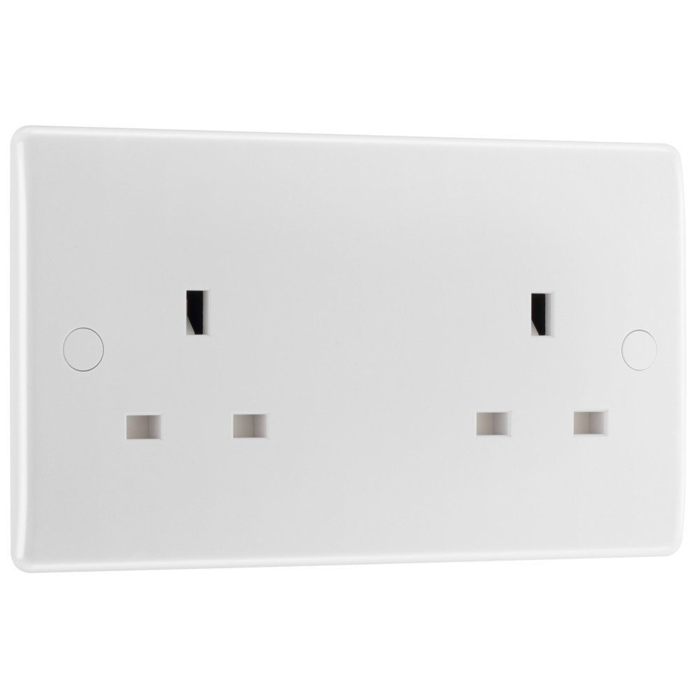 Photograph of Nexus White 13A 2 Gang Unswitched Socket