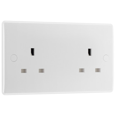 Nexus White 13A 2 Gang Unswitched Socket