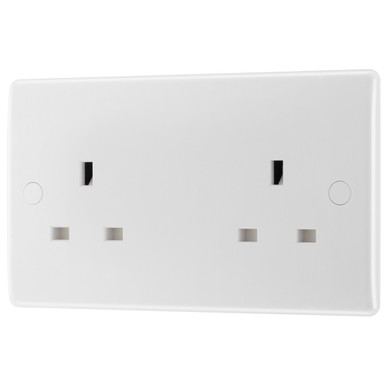 Further photograph of Nexus White 13A 2 Gang Unswitched Socket