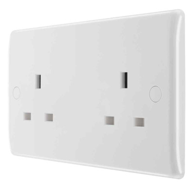 Further photograph of Nexus White 13A 2 Gang Unswitched Socket