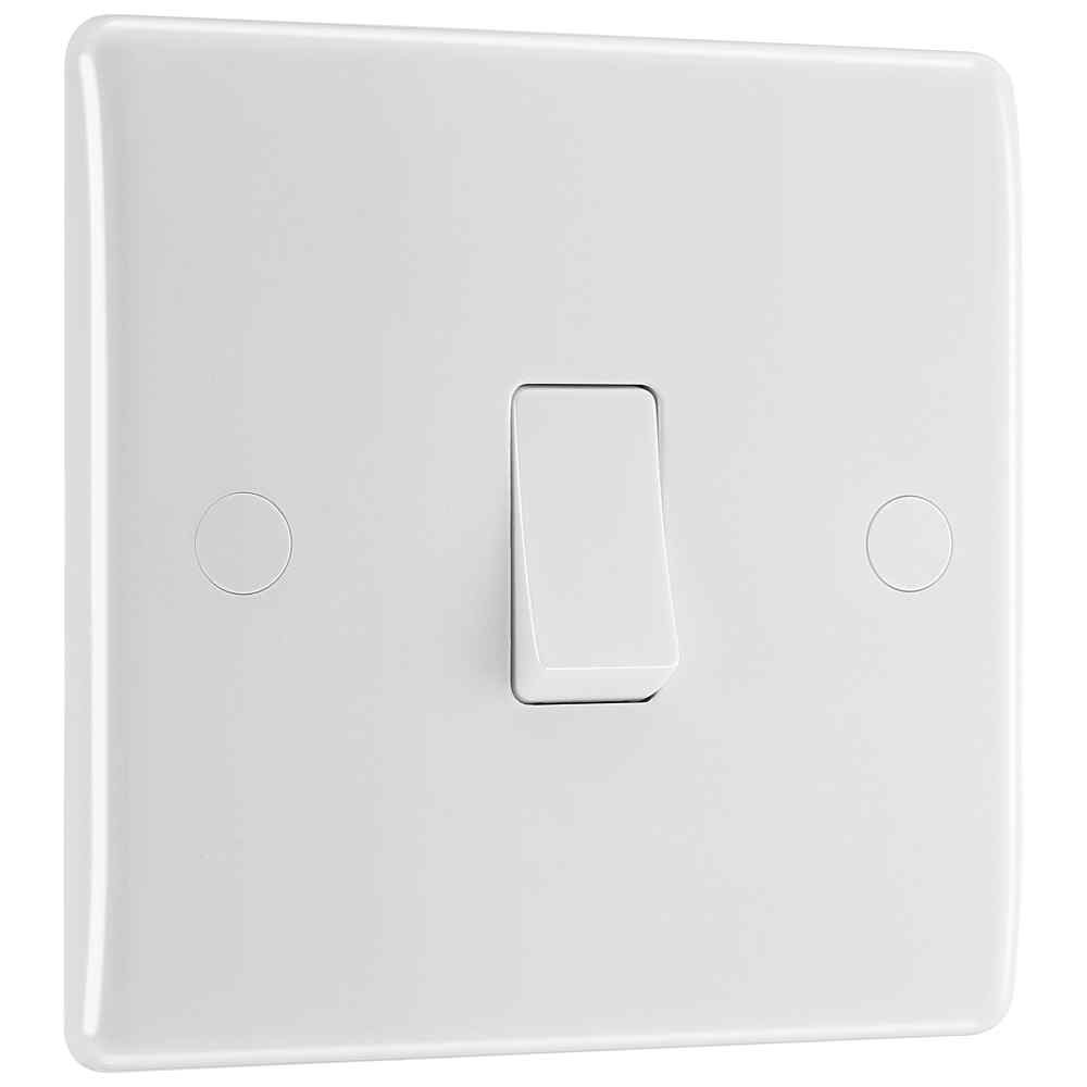 Photograph of BG Electrical Nexus 800 Series Light Switch, 10A, Double Pole, White, 86 x 86mm