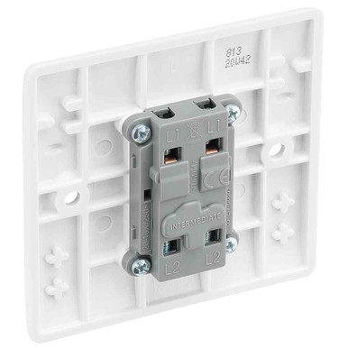 Further photograph of BG Electrical Nexus 800 Series Light Switch, 10A, Double Pole, White, 86 x 86mm