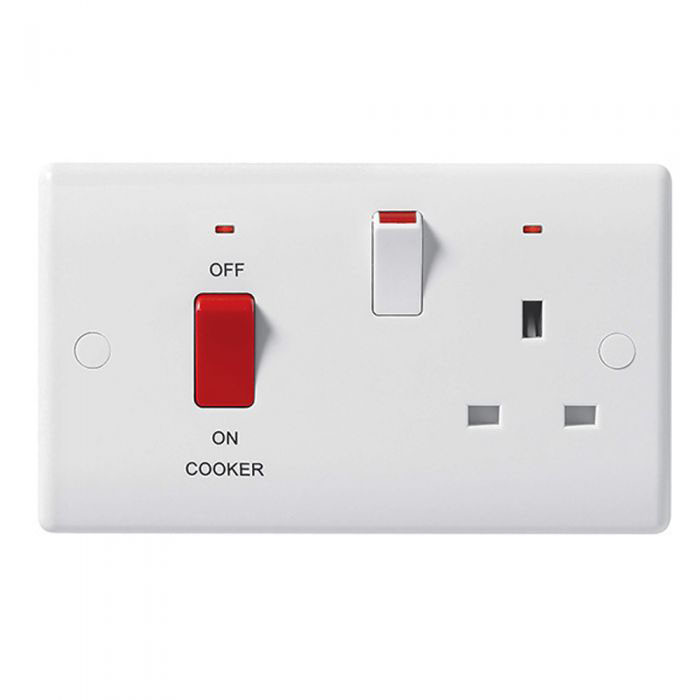 Photograph of Nexus 45A Double Pole Cooker Switch with 13A Socket & Neon