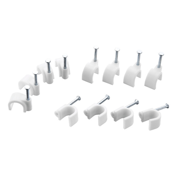 Photograph of 6mm White Round Cable Clip (Qty 50)