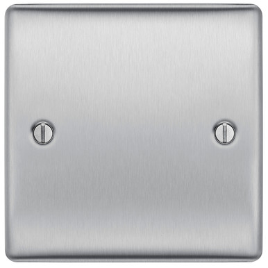 Further photograph of BG Electrical Brushed Steel 1 Gang Single Blank Plate