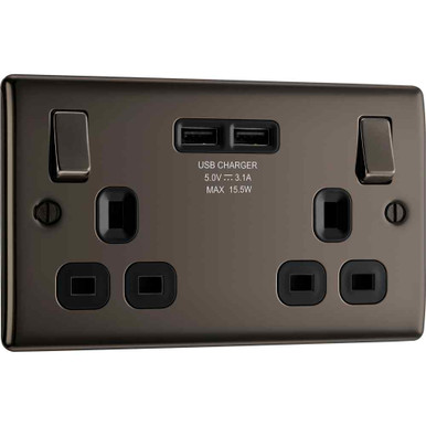 Further photograph of Nexus 13A 2 Gang Switched Socket + 2XUSB (3.1A)