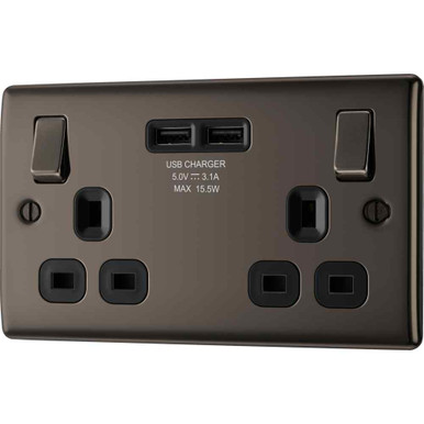 Further photograph of Nexus 13A 2 Gang Switched Socket + 2XUSB (3.1A)