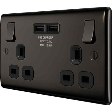 Further photograph of Nexus 13A 2 Gang Switched Socket + 2XUSB (3.1A)