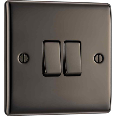 Further photograph of Nexus 10AX2 Gang 2 Way Light Switch Black Nickel