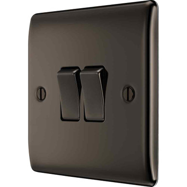 Further photograph of Nexus 10AX2 Gang 2 Way Light Switch Black Nickel