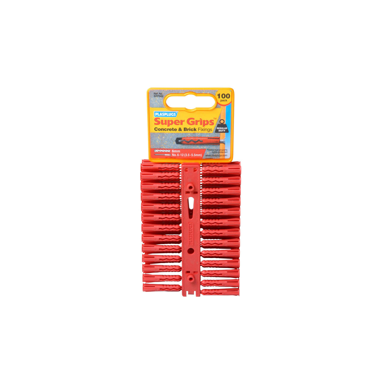 Photograph of Plasplugs Supergrip Regular Duty Fixings Red (Pack of 100)