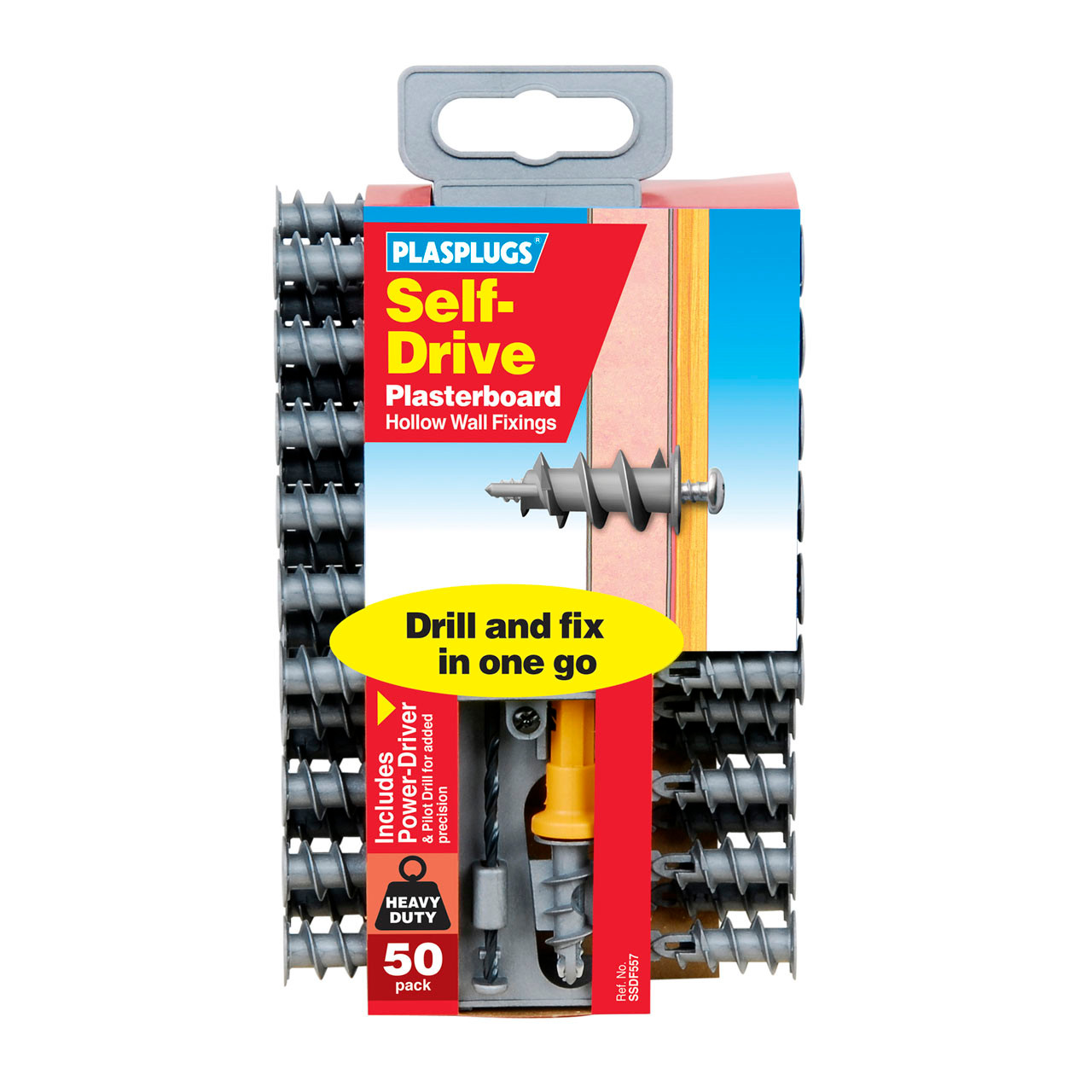 Photograph of Plasplugs Nylon Self-Drive Plasterboard Fixings (Pack of 50)