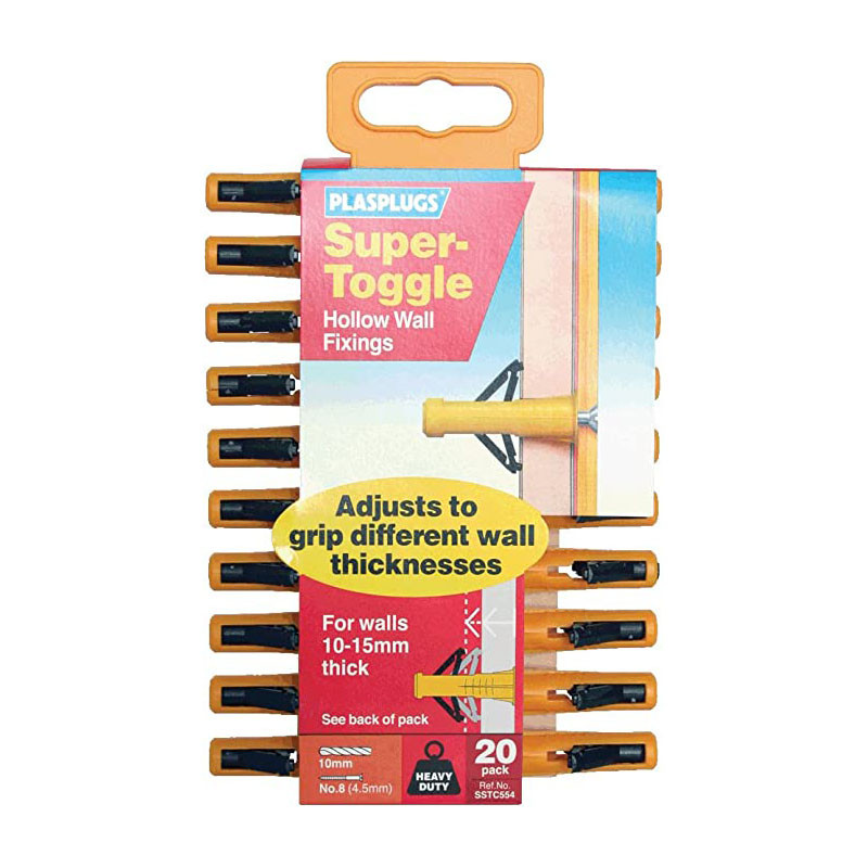 Photograph of Plasplugs Super Toggle Plasterboard Fixings (Pack of 20)