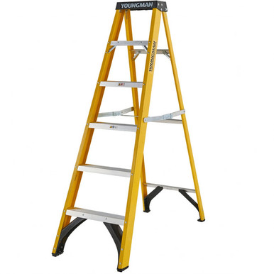 Youngman S400 Fibreglass Heavy Duty Trade Stepladder 6 Tread