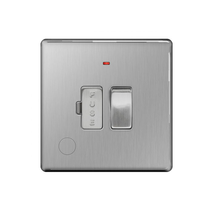 Photograph of Brushed Steel 13A Cooker Switch + Neon & Flex Outlet NBS53-01