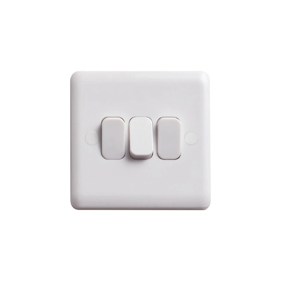 Photograph of Deta Electrical Vimark Curve Plate Switch, On-Off, White, Screw Mount, 250V 10A