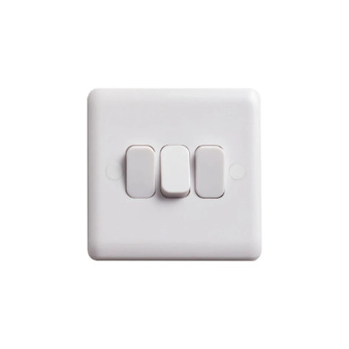 Deta Electrical Vimark Curve Plate Switch, On-Off, White, Screw Mount, 250V 10A