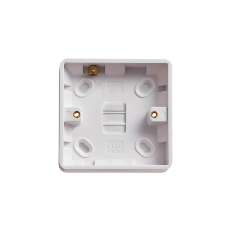 Photograph of Deta Electrical Pattress Box VC, Urea Formaldehyde, 1 Gang, White, 86x86x16mm, 0.055kg