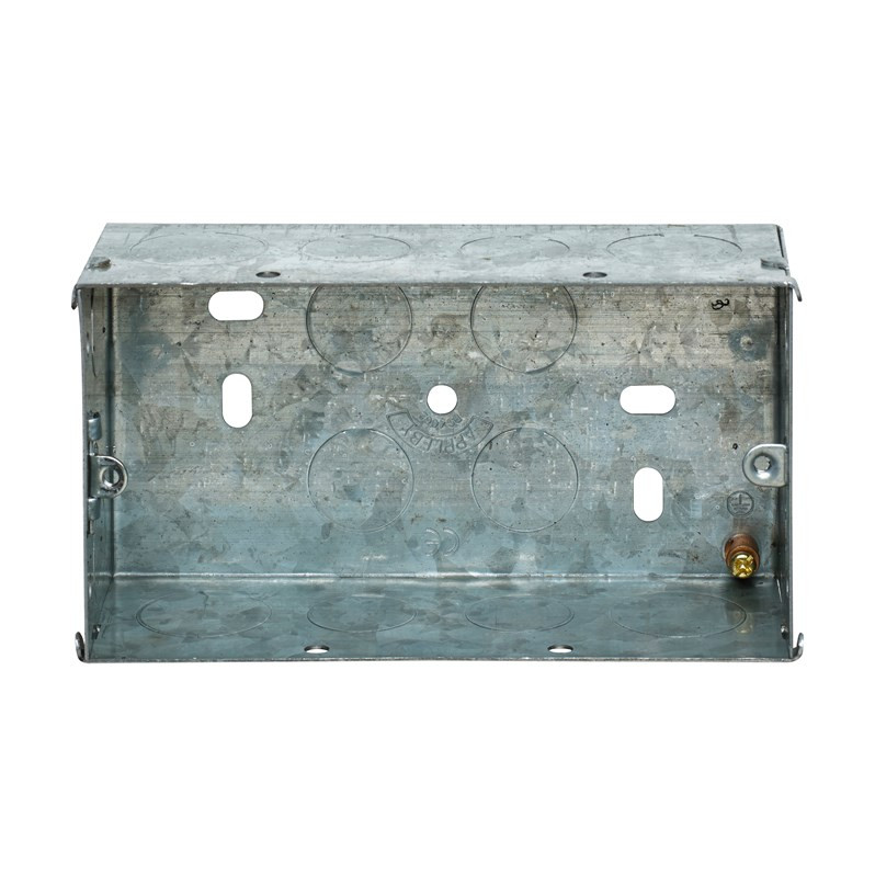 Photograph of Appleby SB Installation Box, 2 Gang Galvanised Steel, Flush Mount, 68.3 x 129 x 47mm