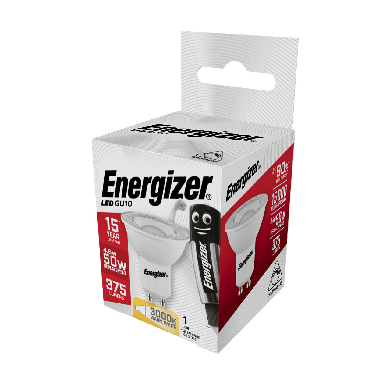 Photograph of Energizer S8826 4.6W 375Lm Dimmable LED GU10 Warm White