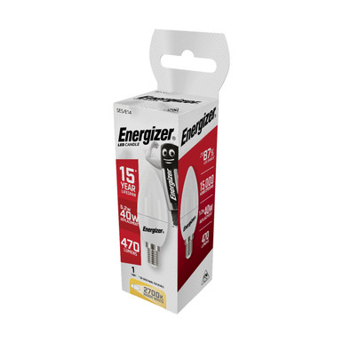 Further photograph of Energizer S8851 5.2W LED Candle 470Lm Opal E14 Warm White