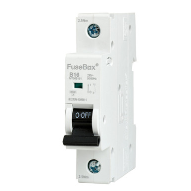 Further photograph of Fusebox MT06B161 16A B Curve Mcb 6Ka 1P