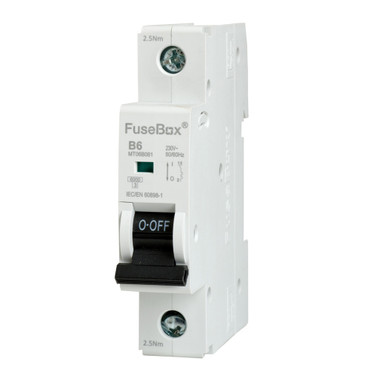 Further photograph of Fusebox MT06B061 6A B Curve Mcb 6Ka 1P