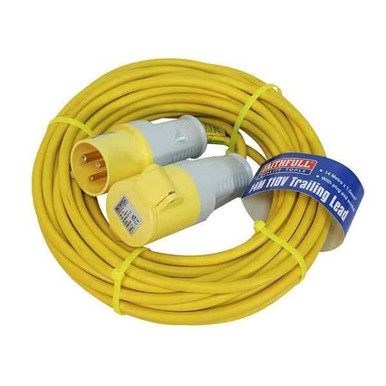 Faithfull Trailing Lead Cable, 110V 14M 16A 1.5mm, Rubber Insulation, 110V Voltage Rated