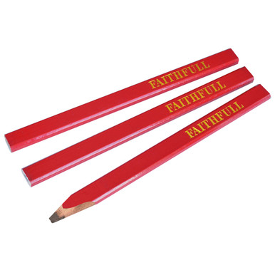 Carpenters Pencils - Red / Medium (Pack 3)